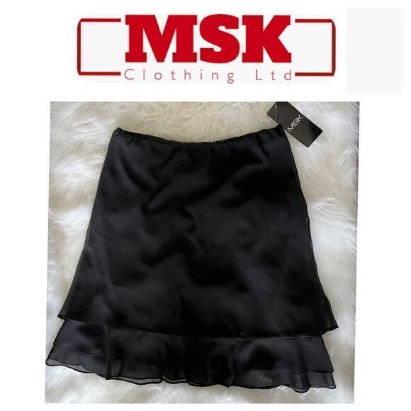 NWT MSK Clothing, Ltd. tiered ruffle black skirt - L - Picture 2 of 12